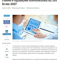 Fuses e aquisies movimentam R$ 195 bi em 2017